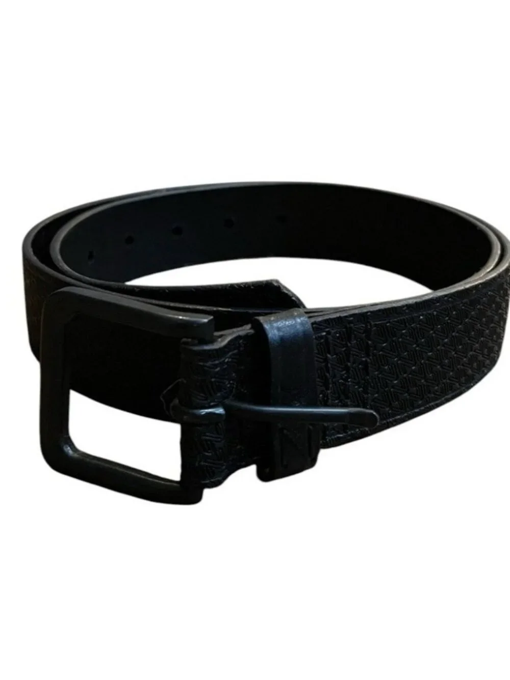 Nixon Mens Medium Black Full Grain Leather Belt 1.5 in Wide N Logo Print Buckle